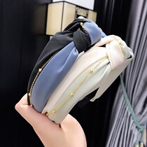 Korean version of the net red hair band Chain two-color knotted headband Fashion sports go out to wear a hair band Wash face pressure hair card