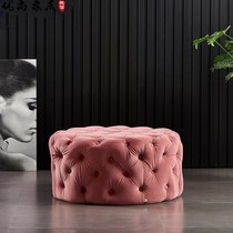 Nordic modern velvet cloth Pink Round Stool Clothing Shop Change of shoes Bench Cloister room stool pedalling living-room sofa stool