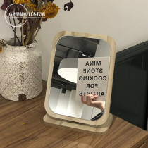 Japan GP Wood Small Mirror Office Desktop Cosmetic Mirror Womens Desktop Folding Dresser Student Dorm Room Portable