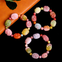 Natural old mine salt source of the Hanube bracelet female candy full of meat carving pieces Yuan Buddha string pendant beads
