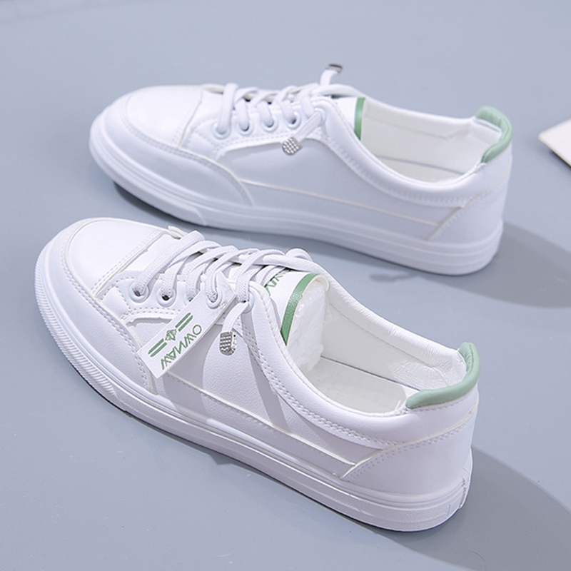 Leather Small White Shoes Women's Shoes 2023 New Spring and Summer Versatile Shallow Mouth Single Shoes Soft Sole Bean Shoes Sports Casual Board Shoes