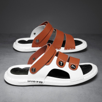 Sandals mens summer outwear 2022 new wave mens beach summer cool slippers mens two-use genuine leather fashion mens shoes