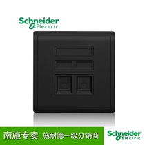 Schneider switch socket Fengshang series freehand black Black two-digit dual computer network information panel