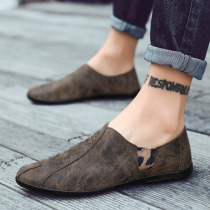 Bean Shoe Mens Korean Version Trends 2022 New Winter Men Shoes Boomer Shoes Business Positive Dress Men Casual Leather Leather leather