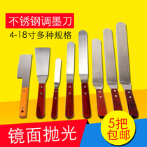Stainless Steel ink mixer knife paint palette knife wooden handle demoulding knife ink spatula with pry elastic cleaning shovel