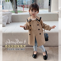 2022 Spring loaded with new girl jacket foreign air trendy childrens wind in the middle of a long windsurmounted child clothing wave