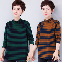 Mother autumn and winter clothing base shirt inside long 40-50 years old cotton Spring and Autumn half high collar long sleeve knitted thick T-shirt