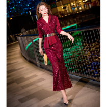 Evening dress dress Girl 2022 new upscale wedding banquet Lady Costume for the wedding Noble Host Red