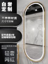 With mirror retro small new dyeing and hot dressing table hair cutting mirror square tide hairdressing mirror hair salon special with light