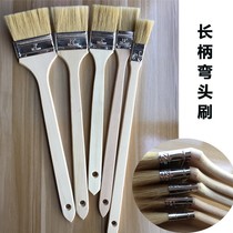 Long handle elbow bristle brush Curved wooden handle paint brush Marine brown hair sweep gray brush Pick brush Industrial machine tool brush