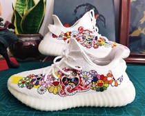 (Customized appreciation)White coconut theme custom yeezy DIY graffiti hand drawn custom running shoes