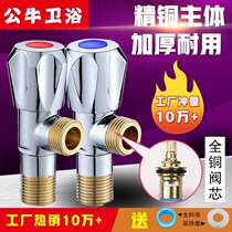 Bull angle valve all copper hot and cold water faucet water heater household 304 stainless steel water stop triangle valve switch