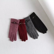 Export Russian foreign trade gloves goddess fan warm wool small leather knot gloves autumn and winter wind women tide