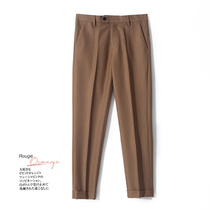 2021 Japanese Brown professional dress casual suit pants hanging feeling slim business small feet trousers mens tide