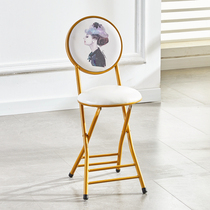 Folding chair portable small stool simple backrest chair high stool thickened folding stool dining chair computer chair household round stool