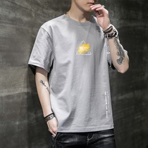 Short-sleeved t-shirt mens summer ins tide brand trend loose mens summer clothes pure cotton boys ice silk half sleeve top clothes