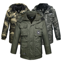 Camouflage jacket overalls cotton-padded jacket mens winter thickened cashmere cotton-padded jacket cold-proof and warm military green tooling