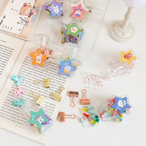 Creative cute small paper clip paper clip bookmark storage box student color I-nail long tail clip office supplies