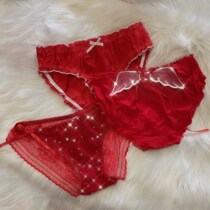 Summer 2022 New Year Panties Feminine Japanese Red Lace Comfort Cotton Crotch Ladies Briefs