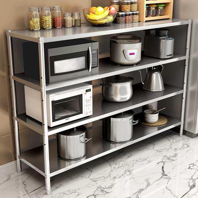 Changsheng future kitchen shelf stainless steel microwave oven shelf multi-functional 4-layer storage rack pot rack landing more