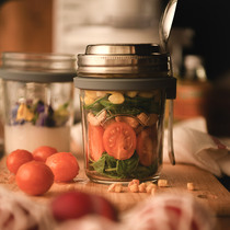 UK KILNER Fruit Salad Honey FOOD Glass BREAKFAST jar with lid Spoon PORTABLE BREWING YOGURT CUP