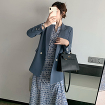 Fashion and capable temperament Ye Sister Fan Gaoduan long sleeve floral dress suit two-piece set 2021 New Women