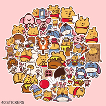Cartoon cute Pooh bear laptop sticker luggage mobile phone ipad water Cup decoration sticker waterproof