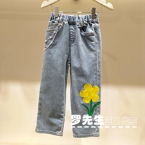 F2HAC2Z12 Taiping bird boy clothing mini peace 2022 Summer new girl straight drum wide leg jeans