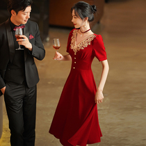  Toast suit Bride wine red can usually wear engagement dress Summer thank you banquet wedding dress back to the door Chinese style