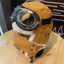 Pilot hat female winter riding windproof cold and warm thick Lei Feng hat male northeast ear protection canvas cotton cap
