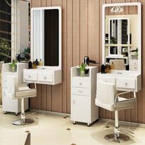 Hairdressing shop mirror barber shop mirror table single double-sided hair salon mirror and cabinet dressing makeup beauty salon