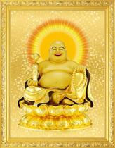 The size of the Maitreya Buddha Maitreya Bodhisattva fortune feng shui laughing Buddha statue portrait hanging picture with wooden frame