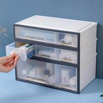 Medicine box storage box family-mounted large-capacity large storage cabinet portable can be superimposed household transparent drawer type