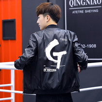 2021 new spring mens leather slim Korean version handsome motorcycle spring and autumn leather jacket mens coat trend clothes