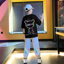 Boys summer clothing suit children 2022 new summer sports short sleeves thin CUHK childrens net red fried street handsome qi boomer