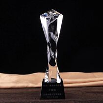 Creative crystal twist column custom trophy Annual meeting Enterprise custom competition award high-grade honor crystal trophy production