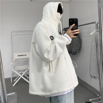 pure pink sweatshirt oversize niche high street trend brand fried street jacket High-end fan men waffle top