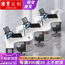 Creative staff desk 6 people screen staff station four people computer table and chair combination six simple card seat