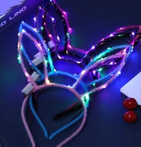 Rabbit ear headband glowing headgear female light antler headband luminous horn hairpin Net red flash hairclip belt light