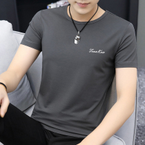 Modale Ice Silk T-shirt short sleeve male minimalist dress 100 lapped summer round collar summer dress with ice sensation half-sleeve trend
