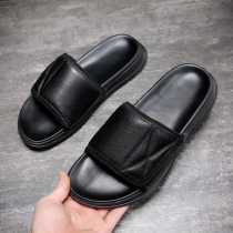 Genuine leather slippers male outwear trendy 2021 new summer coconut cool tugging mens boomer thick bottom lined with sandals