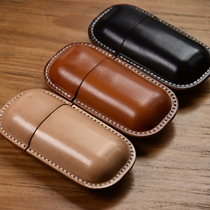Genuine leather glasses case Vegetable Tanned Cow Leather Retro pressure Men and women Near-light glasses sunglasses sunglasses containing box hard leather