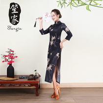Cheongsam dance suit summer stretch split 2021 New Oriental classical dance performance practice suit Latin dance dress