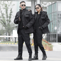 Large coat mens winter thickened long style special soldier security cotton clothing big coat women waterproof and warm for training and cold wear