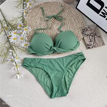 Export Spanish high-end brand WO home matcha green white literature small fresh thick cup steel rim gathered bikini