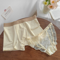 bluesock cream white high sweet couple series summer a couple of panties men and women thin cotton file