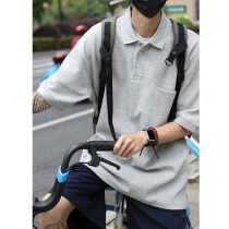 LH store 2021SS heavy weight 300g Japanese loose solid color cityboy style short-sleeved Polo shirt men and women
