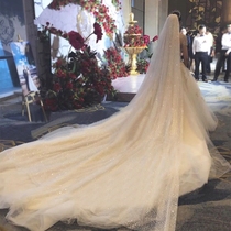 Tail tail white wedding headdress bright bridal main wedding dress super long wedding dress accessories photo props