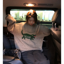 OPENING homemade printed sweater female lazy wind autumn 2021 new design sense niche short top