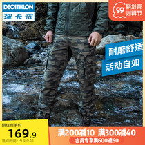 Decathlon tactical pants mens outdoor wear-resistant camouflage pants mountaineering hiking trousers straight overalls trousers OVH